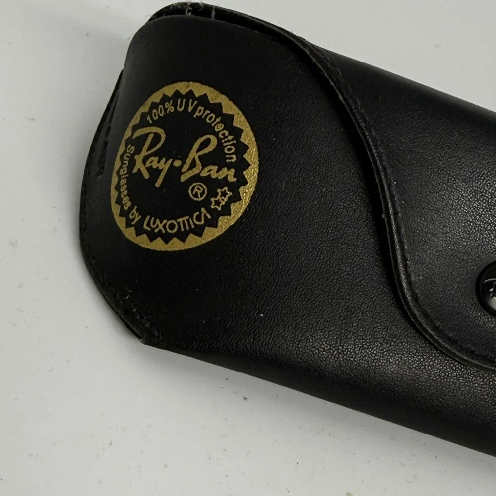 Ray Ban Black‎ Leather Sunglasses Case Luxottica Snap Closure Protective Pouch 2